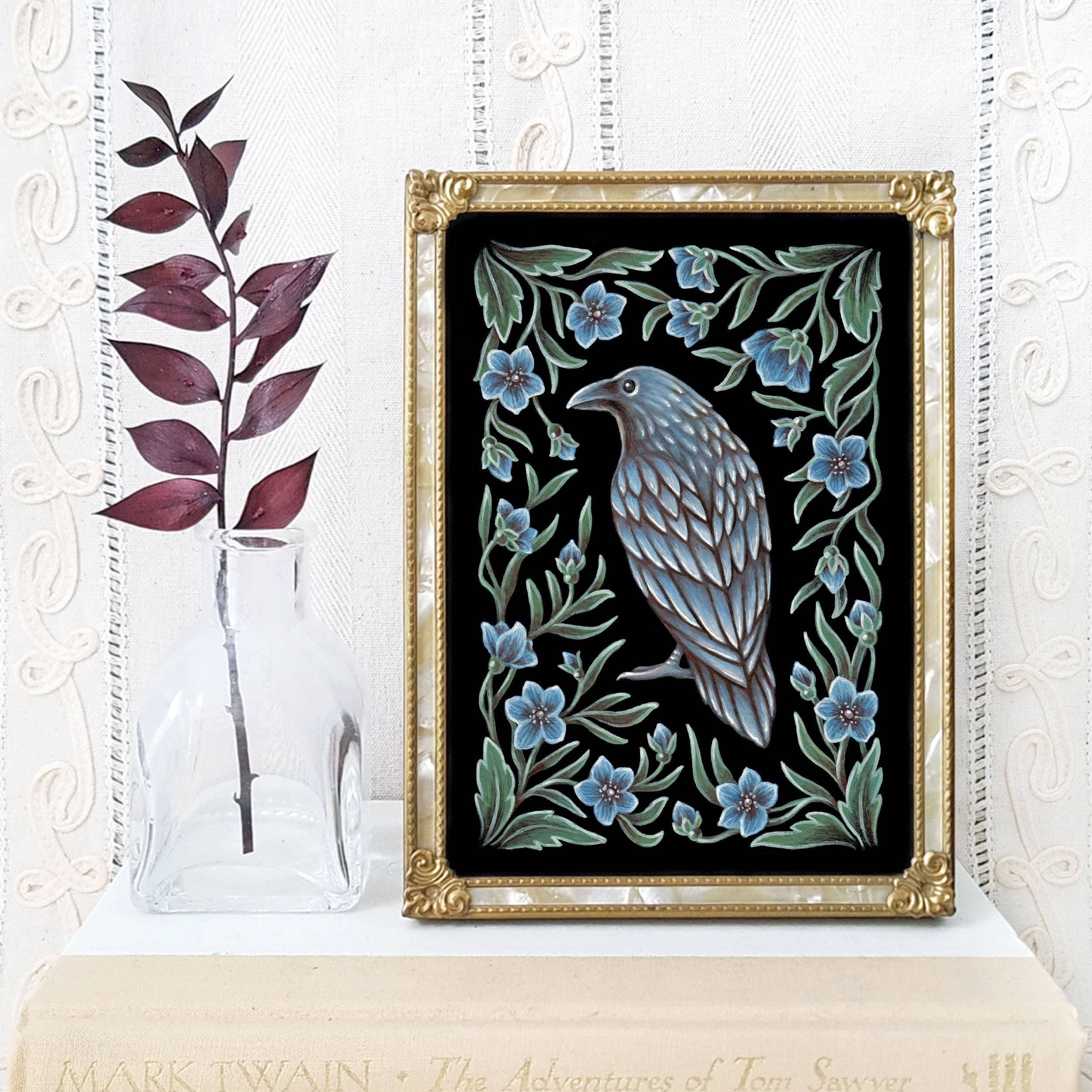 Raven Art Print Folk Decor: 5x7